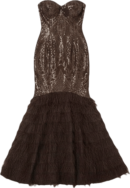 Women's Sequin Feather Gown