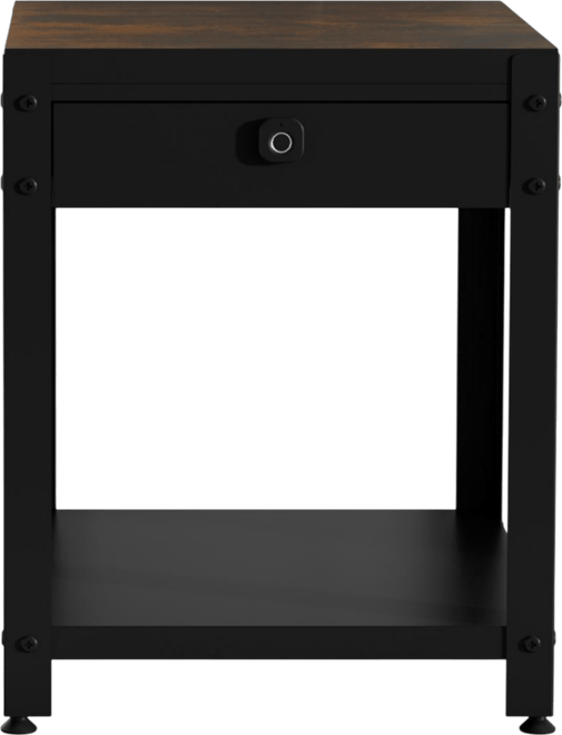 Square Double-Layer Coffee Table w/ Hidden Compartment & Fingerprint Lock