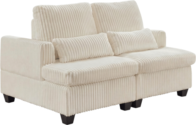 Fluffy Corduroy Loveseat Sofa with Adjustable Back