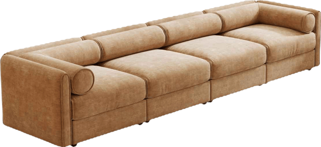 Streamdale Modular Sectional Sofa, Storage, Cylindrical Backrest, Camel