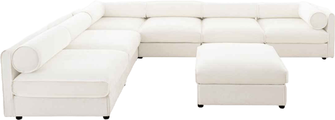 Streamdale Modern White Chenille Modular Sectional Sofa with Storage