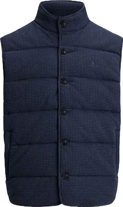 Men's Herringbone Print Estate Mock-Neck Rib Vest