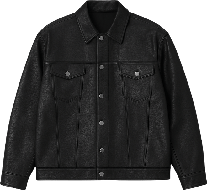 Men's Oversized Leather Trucker Jkt