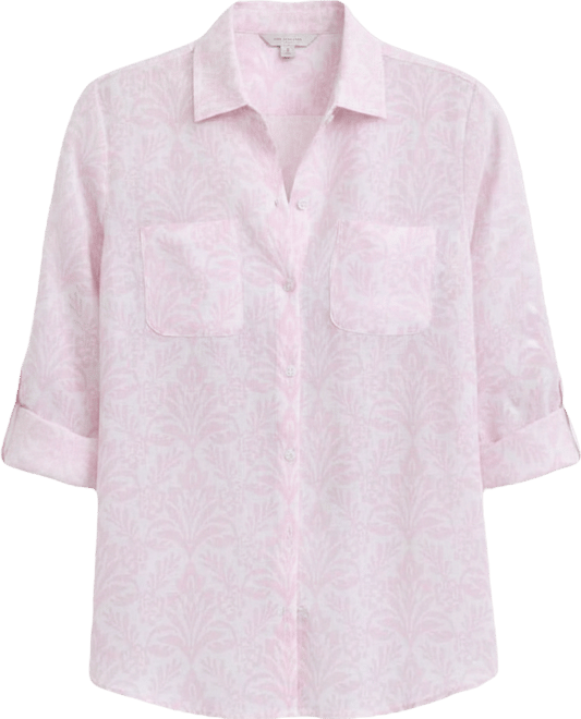 Women's 100% Linen Floral Roll-Tab-Sleeve Shirt, Macy's Exclusive