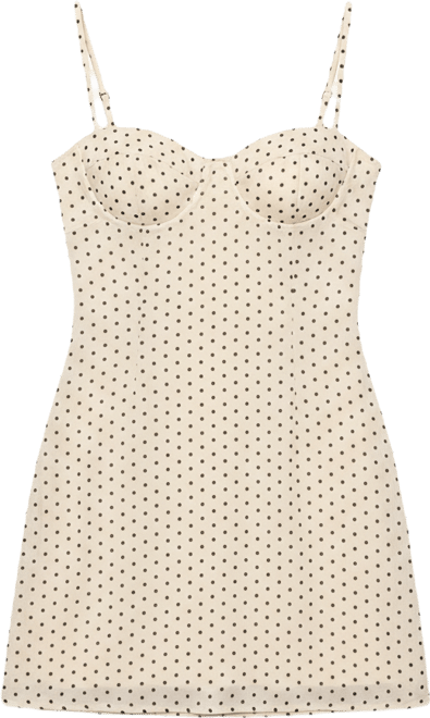 Womens Polka Dot Cupped Chiffon Mini Dress