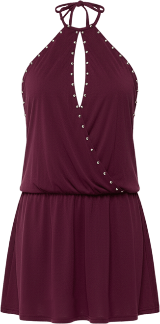 Women's Studded Drop Waist Backless Mini Dress