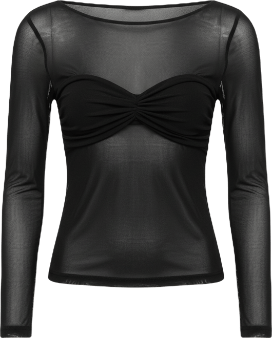 Women's Oona Sheer Gathered Long Sleeve Top