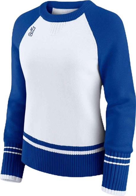 Women's White/Royal Buffalo Bills Color Block Raglan Sweater
