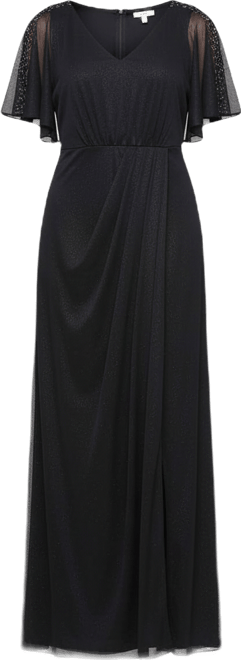 Women's Glittered Front-Slit V-Neck Long Dress