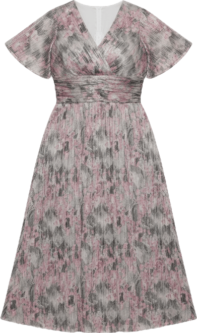 Plus Size V-Neck Printed A-Line Dress