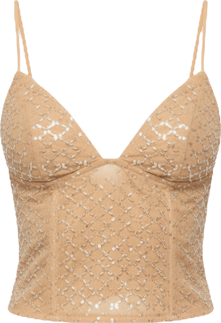 Women's Jenny Beaded Mesh Boned Top