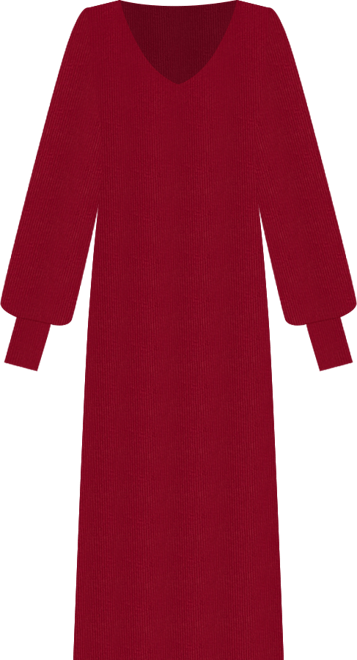 Juniors' V-Neck Midi Sweater Dress