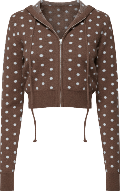 Women's Kenny Polka Dot Knit Zip Up Hooded Cardigan