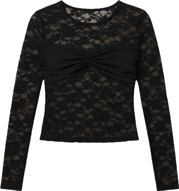 Women's Rosette Bandeau Sheer Lace Top