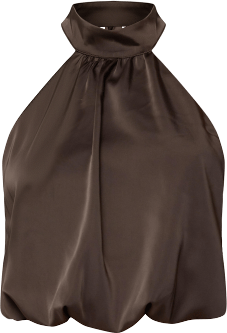 Women's Dorah Satin Effect Bubble Halter Top