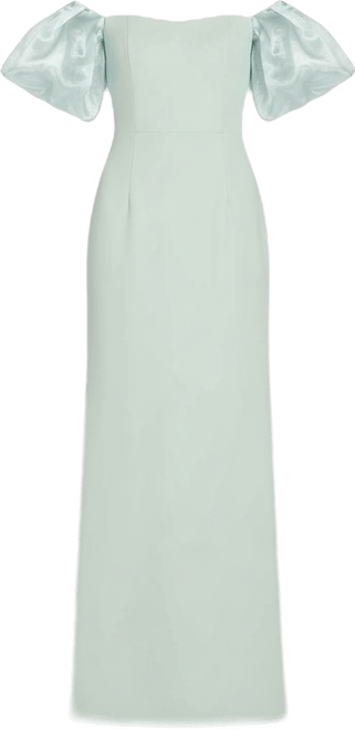 Women's Off-The-Shoulder Organza Puff-Sleeve Gown