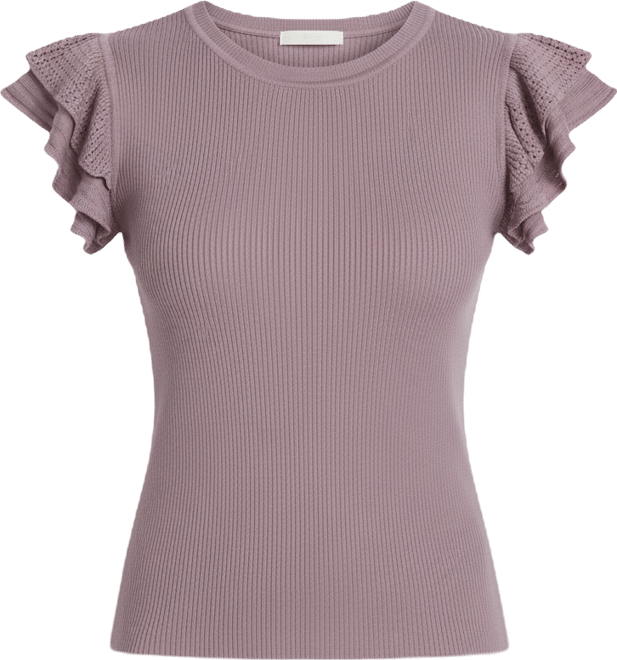 Women's Crewneck Ruffle Sleeve Sweater Top