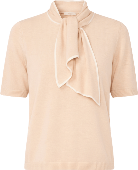 Women's Tipped Tie-Neck Pull-On Sweater