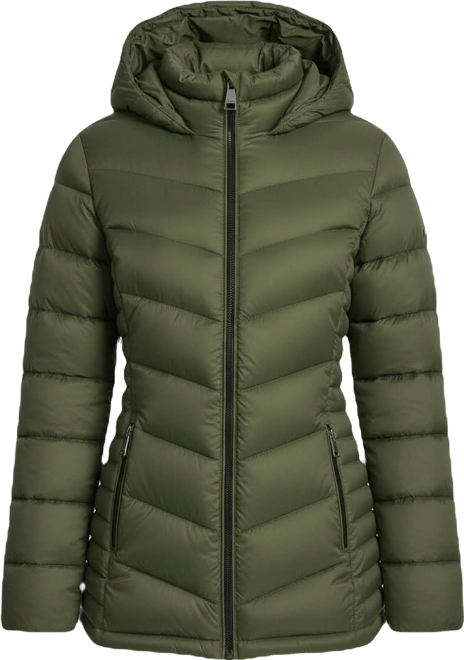 Women's Chevron-Quilted Full-Zip Puffer Jacket