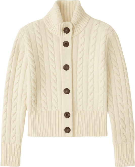 Women's Cable Collar Cardigan Sweater
