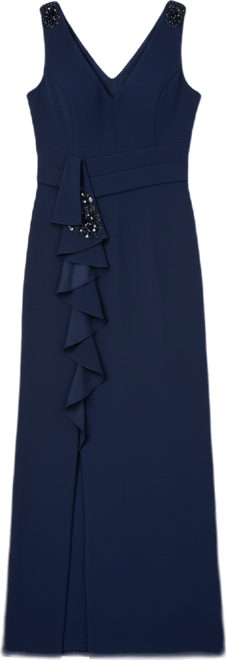 Women's Side Ruffle Column Gown