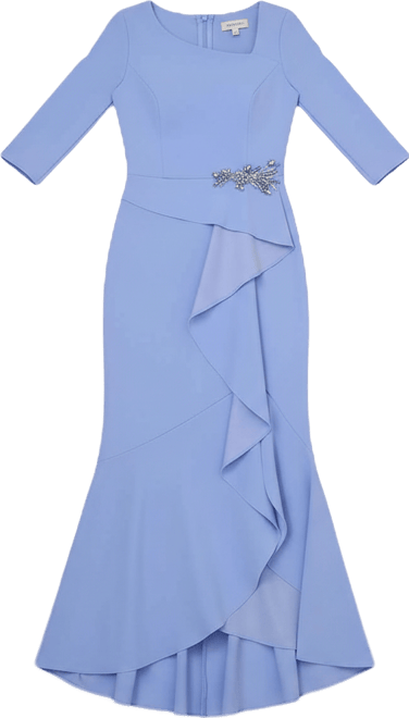 Women's Asymmetrical Bead Crepe Gown