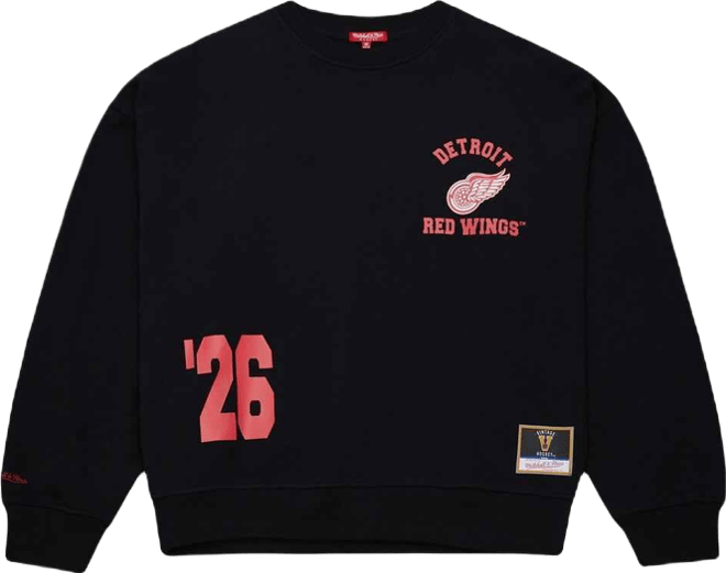 Women's Black Detroit Red Wings Crewneck Sweatshirt