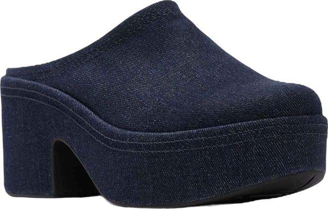 Women's Platforms Denim Heeled Slip-On Mules