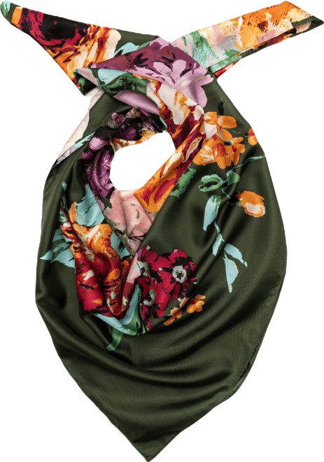 Moody Botanical Floral Square Scarf