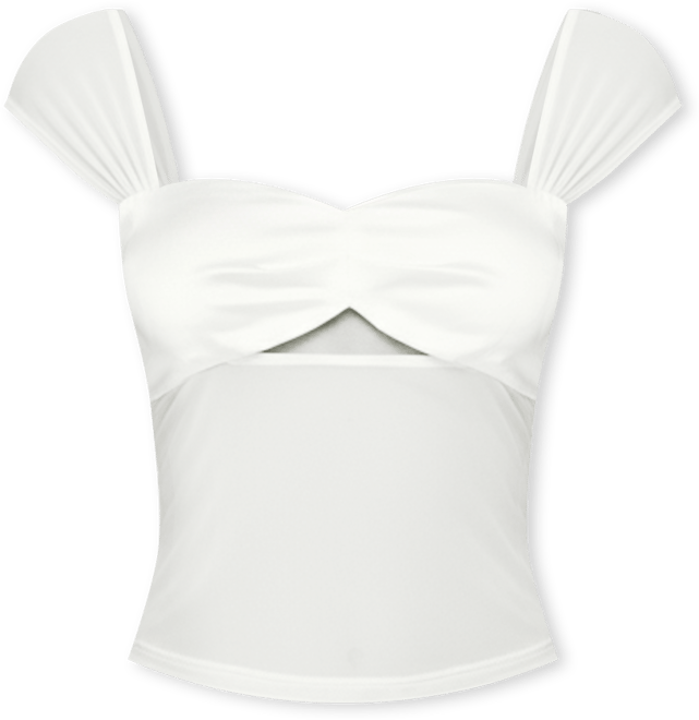 Women's Sheer Mesh & Satin Effect Cutout Top