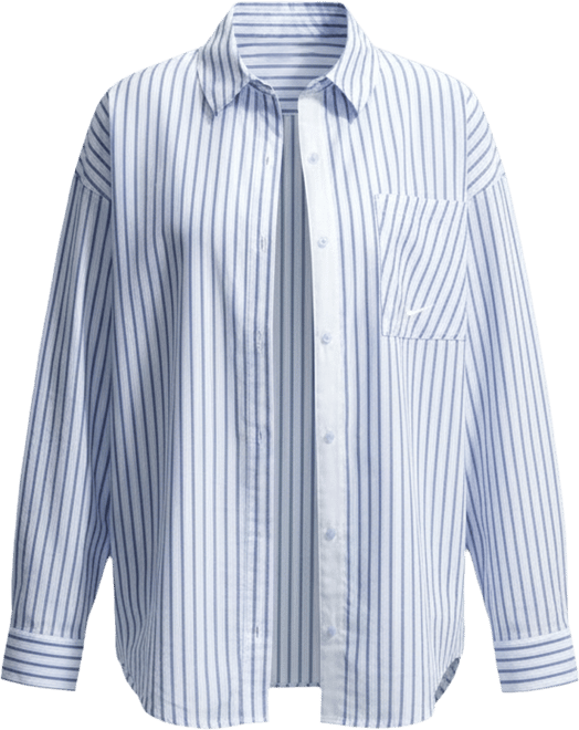 Nike Sportswear Chill Poplin Women's Oversized Woven Long-Sleeve Striped Top