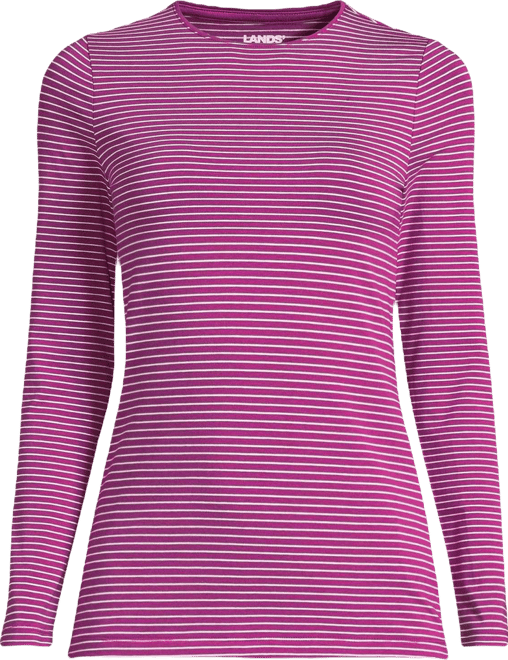Women's Lightweight Jersey Skimming Long Sleeve Crew Neck T-shirt