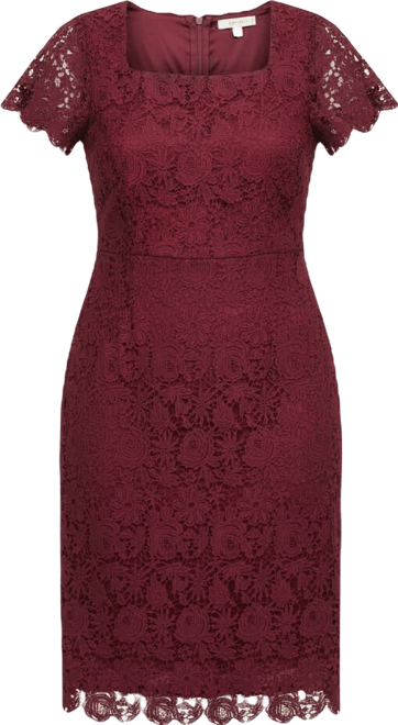 June + Vie Women's Plus Size Square-Neck Lace Dress