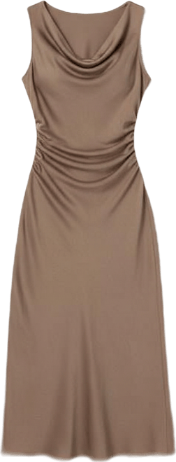 Women's Crepe Satin Cowl Maxi Dress