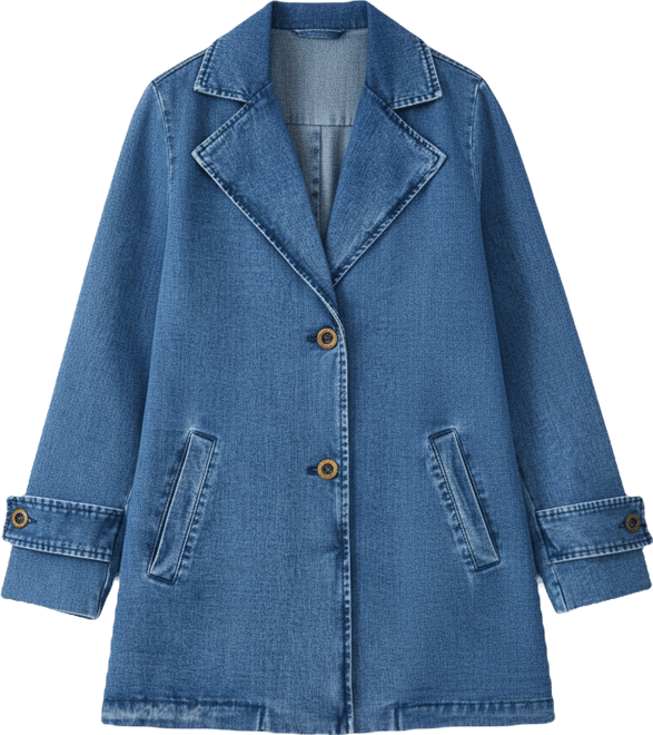 Women's Button Front Denim A-Line Jacket