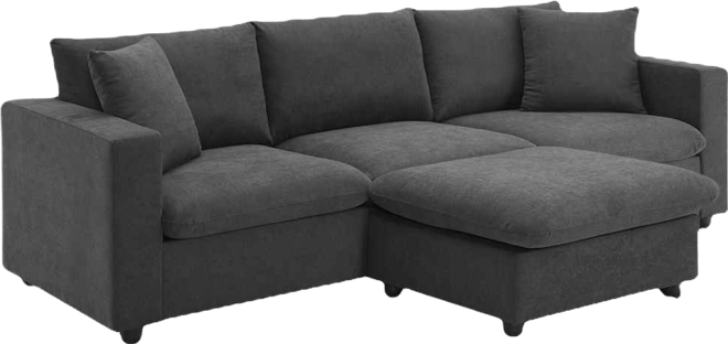 100.4x64.6" Modern Sectional Sofa, L-Shaped Couch Set With 2 Free Pillows, 4-Seat Fabric Couch Set