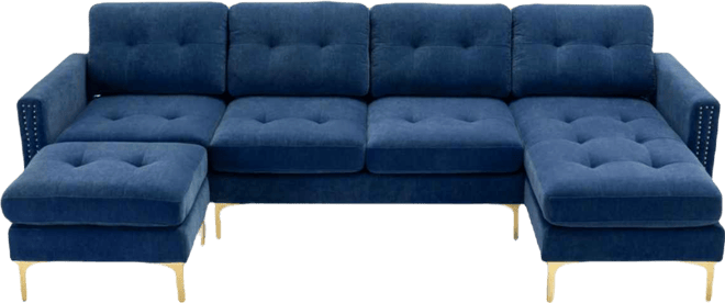 L-Shape Convertible Sectional Sofa with Ottoman