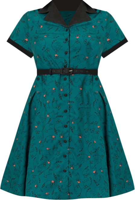 Plus Size 1950s Cotton Alexis Short Sleeve Swing Dress