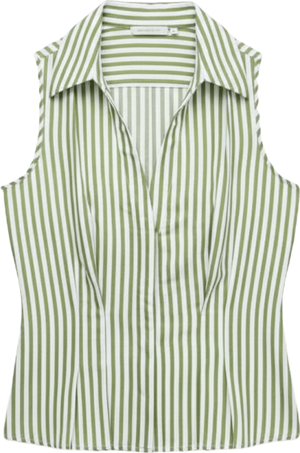 Women's Striped Linen Blend Sleeveless Collared Shirt, Macy's Exclusive