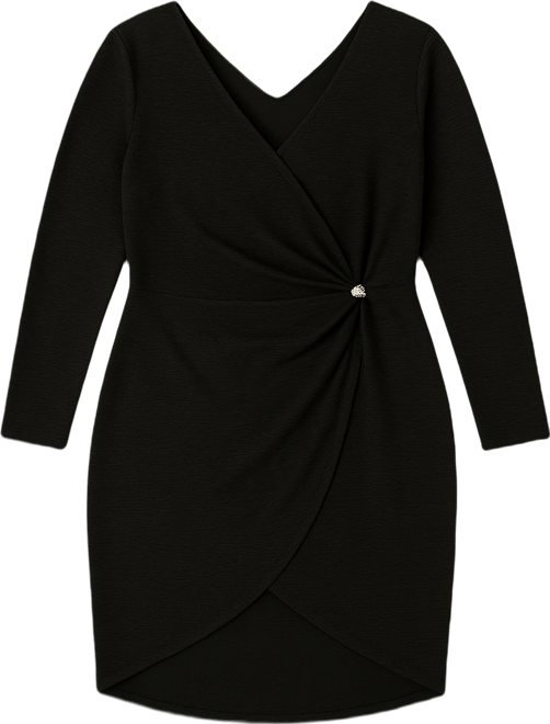 Plus Size Textured Knit V-Neck Dress