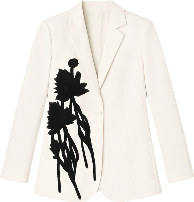 Women's Floral-Applique One-Button Jacket