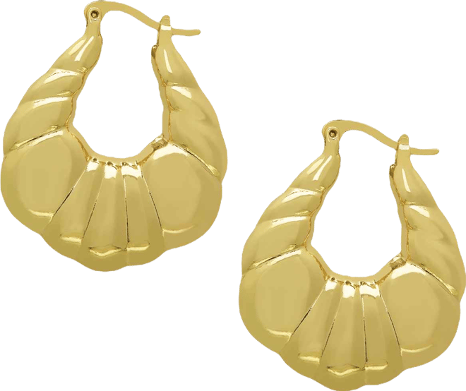 14k Gold Plated Brass Shrimp Thick Hoop Earrings