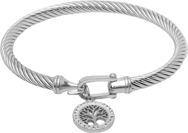 Crystal Stone Tree of Life Charm Bangle