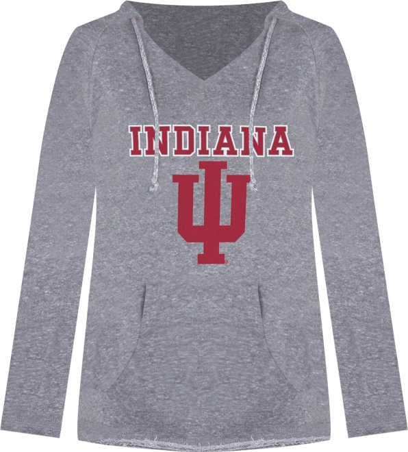 Women's Gray Indiana Hoosiers Mainstream Lightweight Terry Pullover Hoodie