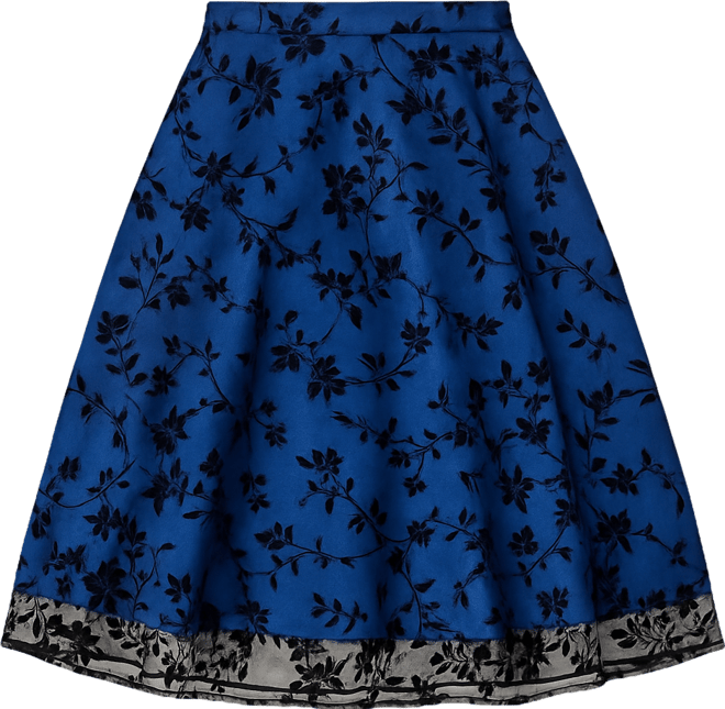 Women's Saphire Blooms Floral Midi Skirt