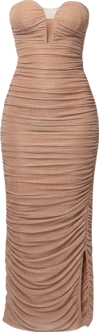 Women's Metallic Mesh Maxi Dress
