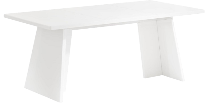 White Wooden 63" Modern Kitchen Table with Glossy Tabletop, Large Rectangle, Seats 4–6 Dining Table