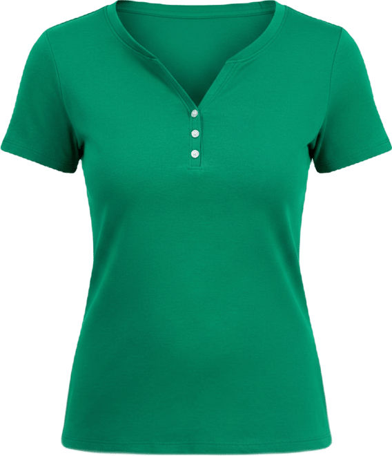 Women's Short-Sleeve Cotton Henley Top, Exclusively at Macy's