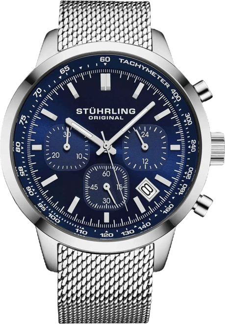 Chronoport 4082 Men s Quartz Chronograph Watch, 44mm Stainless Steel Mesh Bracelet