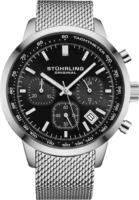 Chronoport 4082 Men s Quartz Chronograph Watch, 44mm Stainless Steel Mesh Bracelet